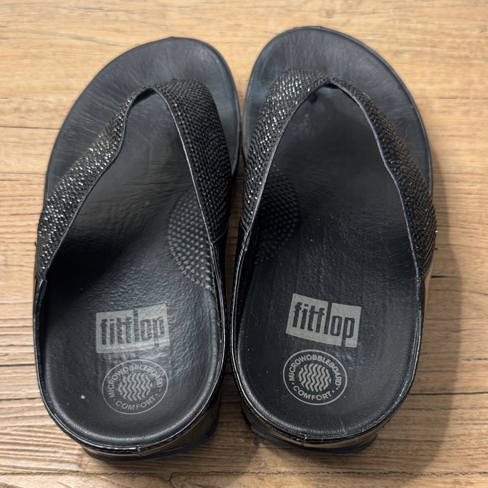 FitFlop Black Beaded Women's Sandals - Picture 2 of 16